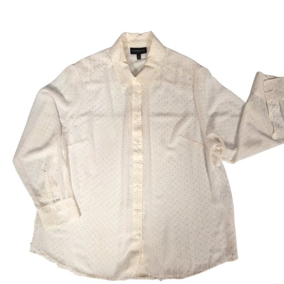 Lane Bryant - Sheer White Long Sleeve Blouse with Gold Raised Dots - Siz… - Picture 1 of 9